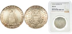 World Coins - Austria Federal State 1934 5 Schilling Silver (.835) Vienna Mint (3066000) 15g NGC MS 64  KM 2853 Schön 56