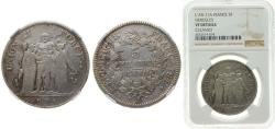 World Coins - France First Republic AN 11 (1802) A 5 Francs Silver (.900) Paris Mint 25g NGC VF Cleaned F 300