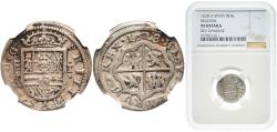 World Coins - Spain Kingdom 1628 A+ 1 Real - Philip IV Silver (.931) Segovia Mint 3.4g NGC XF Cal# 1077, Aureo# 786