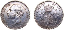 World Coins - Spain Kingdom 1885 *18-87 MSM 5 Pesetas - Alfonso XII (3rd portrait) Silver (.900) Madrid Mint (11802513) 25g 32 KM 688 Cal 34