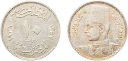 World Coins - Egypt AH 1357 (1938) 10 Milliemes - Farouk Copper-nickel (75% Copper, 25% Nickel) (3500000) 5.43g XF  KM 364 Schön 69 MHC 254