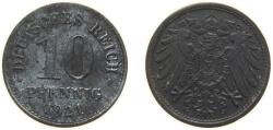 World Coins - Germany Weimar Republic 1921 10 Pfennig (type 2 - small shield; without mintmarks) Zinc (319333998) 3.226g VF KM 26 AKS 14 J 299 Schön DM 23