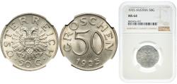 World Coins - Austria Federal State 1935 50 Groschen Copper-nickel Vienna Mint (12635000) 5.5g NGC MS 64  KM 2854 Schön 54