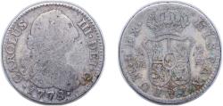 World Coins - Spain Kingdom 1778 M PJ 2 Reales - Carlos III (2nd type) Silver (.813) Madrid Mint 5.48g VF KM 412.1