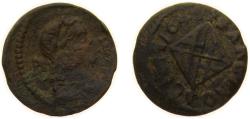 World Coins - Spain Principality of Catalonia Spanish states 1645 Seiseno - Luis XIV Copper Barcelona Mint 1.6g VF Cal 139 KM 27 Dy royales 1614