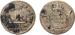 World Coins - Germany Kingdom of Württemberg German states 1809 6 Kreuzers - Frederick I Billon (.333 silver) Staatliche Münze Baden-Württemberg Mint (8501414) 1.71g VF  AKS 51 KR 44 Jaeg 1 Wu