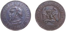 World Coins - France 1870 Satirical Token - Napoleon III (Defeat of Sedan; Module 10 Centimes) Copper 12.04g XF