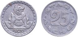 World Coins - Germany Aachen, City of Weimar Republic 1920 25 Pfennig - Aachen Iron L. Chr. Lauer Mint 5.19g XF Funck 1.8b Men22.2 99.21