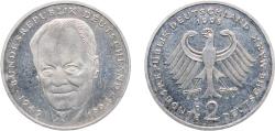 World Coins - Germany Federal Republic of Germany 1998 D 2 Deutsche Mark (Willy Brandt) Copper-nickel clad nickel Munich Mint (70000) 7g UNC KM 183 J 459 Schön 182
