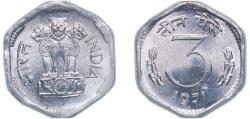 World Coins - India Republic 1971 3 Paise Aluminium Bombay Mint (203100000) 1.25g UNC KM 14