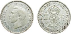 World Coins - Great Britain United Kingdom Kingdom 1940 2 Shillings - George VI (with 'IND:IMP') Silver (.500) Royal Mint (Tower Hill) (18700300) 11.26g XF  KM 855 Sp 4081