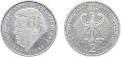 World Coins - Germany Federal Republic of Germany 1997 A 2 Deutsche Mark (Franz Josef Strauss) Copper-nickel clad nickel Berlin Mint (70000) 7g UNC KM 175 J 450 Schön 174