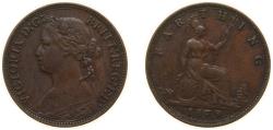 World Coins - Great Britain United Kingdom 1879 1 Farthing - Victoria (2nd portrait; 2nd type) Bronze Royal Mint (Tower Hill) (3977100) 2.83g XF KM 753 Sp 3958/9