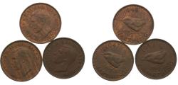 World Coins - Great Britain United Kingdom George VI 1 Farthing 3 Lots