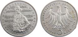 World Coins - Germany Federal republic 1984 J 5 Deutsche Mark 175th birthday of Felix Mendelssohn Bartholdy