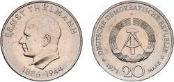 World Coins - Germany German Democratic Republic Democratic republic 1971 A 20 Mark (85th Birthday of Ernst Thälmann) Copper-nickel Berlin Mint (10003431) 15.14g UNC  KM 34 Schön 33 J 1535 AKS