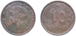 World Coins - Luxembourg Principalty 1930 10 Centimes - Charlotte Bronze Staatliche Münze Baden-Württemberg Mint (5000000) 4g XF L 290-1 Weiller 279 KM 41 Schön 22