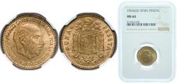 World Coins - Spain Nationalist Government 1963 *19-65 1 Peseta - Francisco Franco (Benlliure) Aluminium bronze (92.5% copper, 7.5% aluminium) Madrid Mint (70000000) 3.5g NGC MS 64 KM 775 Cal 7