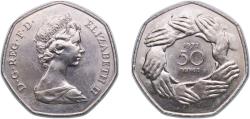 World Coins - Great Britain United Kingdom 1973 50 Pence - Elizabeth II (2nd portrait; Entry into EEC) Copper-nickel (89775000) 13.55g AU KM 918 Sp H2