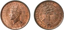 World Coins - Sri Lanka Ceylon (1597-1972) British Ceylon colony 1937 ½ Cent - George VI Copper Calcutta Mint (3026000) 2.39g UNC  KM 110