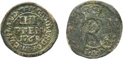World Coins - Germany Principality of Brunswick-Wolfenbüttel Holy Roman Empire 1768 IAP 4 Pfennigs - Charles I Billon Zellerfeld Mint 0.61g VF  KM 893 Welter 2775