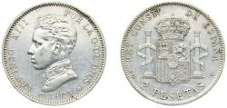 World Coins - Spain Kingdom 1905 *19-05 SMV 2 Pesetas - Alfonso XIII (4th portrait) Silver (.835) Madrid Mint (3589000) 10g XF KM 725