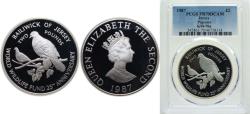 World Coins - Jersey British dependency 1987 2 Pounds - Elizabeth II (Pink Pigeon; Silver Proof) Silver (.925) (25000) 28.28g PCGS PR70 Top Pop KM 70a