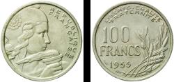 World Coins - France Fourth Republic 1955 B 100 Francs Copper-nickel (75% Copper, 25% Nickel) Beaumont-le-Roger Mint (136584872) 5.88g UNC  Franc 2014 450 Schön 224 KM 919 Gad 1789 897