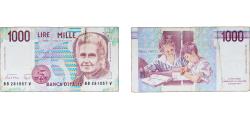 World Coins - Italy Republic 1990 1000 Lire (Montessori) Paper (Cotton Paper) VF P 114