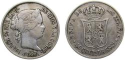 World Coins - Spain Kingdom Isabel II 1866 40 Centimos de Escudo 5.1g