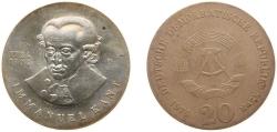 World Coins - Germany German Democratic Republic 1974 20 Mark (Immanuel Kant) Silver (.625) Berlin Mint (96000) 20.9g UNC KM 53