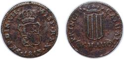 World Coins - Spain Principality of Catalonia Spanish states 1813 Ochavo Copper Barcelona Mint 1.62g VF Cal 1534 KM 118