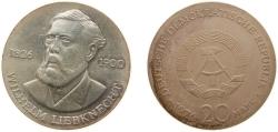 World Coins - Germany German Democratic Republic 1976 A 20 Mark (Wilhelm Liebknecht) Silver (.625) Berlin Mint (96000) 20.9g UNC KM 63