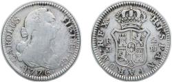 World Coins - Spain Kingdom 1776 M PJ 2 Reales - Carlos III (2nd type) Silver (.813) Madrid Mint 5.67g VF KM 412 Cal 1302