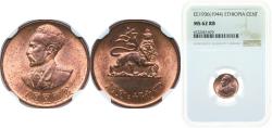 World Coins - Ethiopia Empire EE1936 (1944) 1 Santeem - Haile Selassie I Brass (25000000) 2.892g NGC MS 62  KM 32 Schön 28