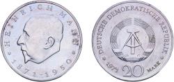 World Coins - Germany German Democratic Republic Democratic republic 1971 20 Mark (100th Anniversary - Birth of Heinrich Mann) Copper-nickel (2029000) 16.87g UNC  KM 33 Schön 32 J 1531 AKS 23