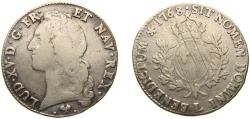 World Coins - France Kingdom 1768 L 1 Écu - Louis XV Silver (.917) Bayonne Mint 28.8g VF KM 512