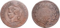 World Coins - France Third Republic 1886 A 5 Centimes Bronze Paris Mint (1680000) 4.74g F Franc 2014 118/28 KM 821.1