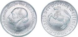 World Coins - Germany Prussian province of Westphalia Weimar Republic 1921 5 Mark - Westfalen (Freiherr vom Stein) Aluminium Heinrich Kissing Mint (120753) 3.46g BU Funck 599.3
