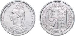 World Coins - Great Britain Kingdom 1892 1 Shilling - Victoria (2nd portrait; 2nd type) Silver (.925) (4591600) 5.6g AU KM 774 Sp 3927