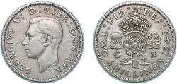 World Coins - Great Britain United Kingdom 1949 2 Shillings - George VI (without 'IND:IMP') Copper-nickel Royal Mint (Tower Hill) (28614900) 11.31g XF KM 878 Sp 4107