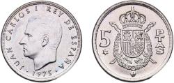 World Coins - Spain Kingdom 1975 *77 5 Pesetas - Juan Carlos I Copper-nickel (75% copper, 25% nickel) Royal Mint of Spain (154982000) 5.75g UNC  KM 807 Cal 119 Schön 40