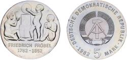 World Coins - Germany German Democratic Republic Democratic republic 1982 5 Mark (Friedrich Froebel) Nickel brass Berlin Mint (54500) 12.31g UNC KM 84