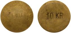 World Coins - Sweden Kingdom ND Token - 10 Kronor Brass 9.15g AU
