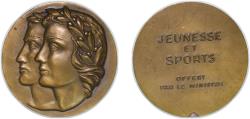 World Coins - France Republic ND Medal - Jeunesse et Sports Bronze 105.14g UNC