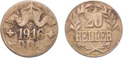 World Coins - German East Africa German colony 1916 T 20 Heller - Wilhelm II (Tabora Emergency Coinage) Brass Tabora Mint (1600000) 11.74g XF  KM 15a