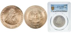 World Coins - Germany German Democratic Republic 1966 20 Mark (Gottfried Wilhelm Leibniz) Silver (.800) (0.5376 oz ASW) (50000) 20.9g PCGS MS 66  KM 16