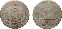 World Coins - Germany Kingdom of Württemberg German states 1806 6 Kreuzers - Frederick I Billon (.333 silver) Staatliche Münze Baden-Württemberg Mint 2.02g F  AKS 51 KR 44 Jaeg 1 Wu 9 KM 495