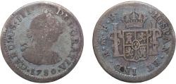 World Coins - Mexico Spanish colony 1780 Mo FF ½ Real - Carlos III Silver (.903) Mexico City Mint 1.5g VF KM 69
