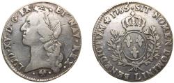 World Coins - France Kingdom 1765 L 1 Écu - Louis XV Silver (.917) Bayonne Mint 28.9g VF Dy royales 1680 GadR 322 Dav ECT 1331 KM 512 Ciani 2122
